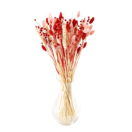 Bukiet suszonych kwiatów Red&Pink - pszenica, len , phalaris