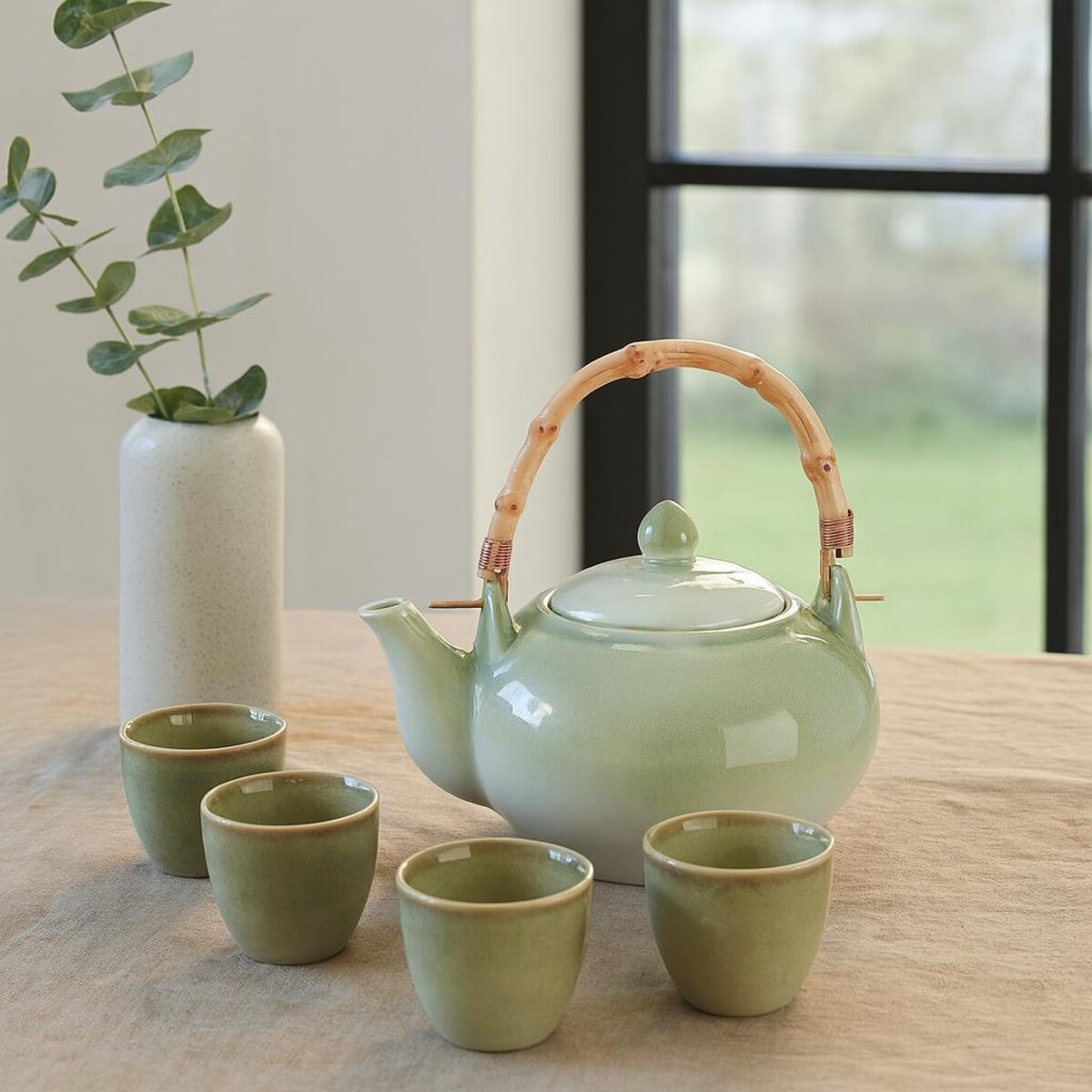 Zestaw do herbaty, ceramiczny, dzbanek 1 l i 4 filiżanki