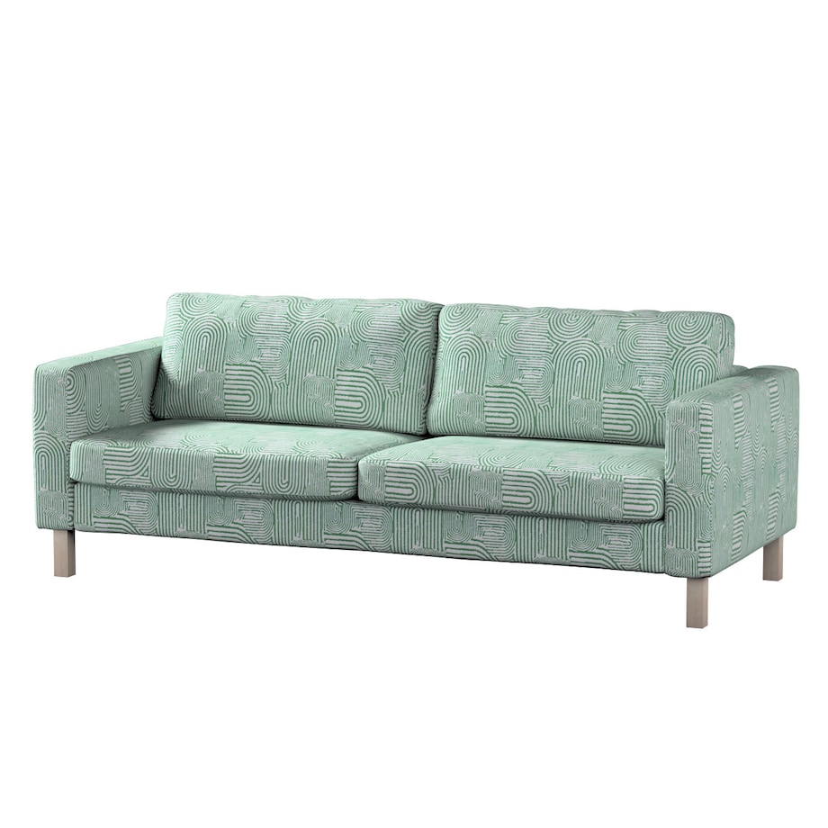 Pokrowiec na sofę Karlstad rozkładaną, miętowe łuki na kremowym tle, 224 x 89 x 64 cm, Cosy Home