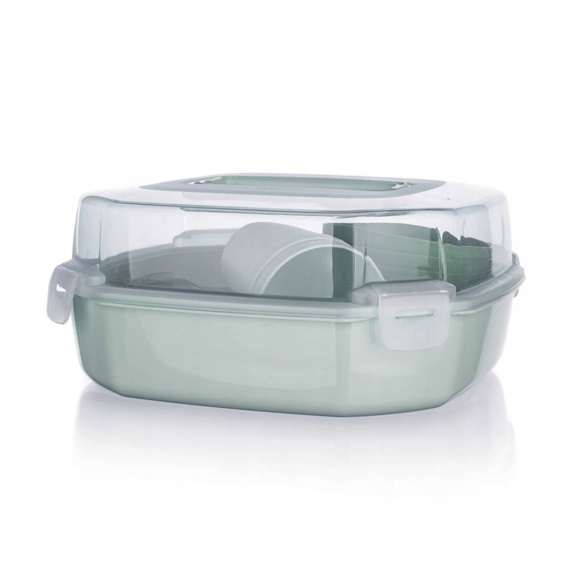 ZESTAW KEMPINGOWY PIKNIKOWY turystyczny dla 4 os. w pudełku talerz miska