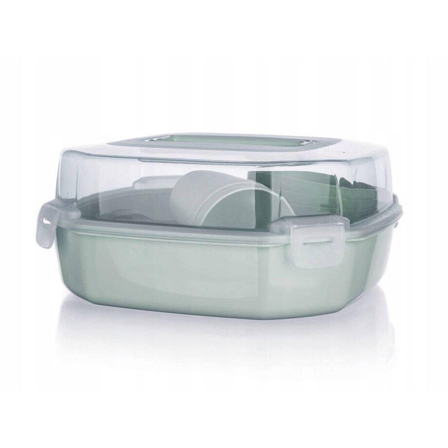 ZESTAW KEMPINGOWY PIKNIKOWY turystyczny dla 4 os. w pudełku talerz miska