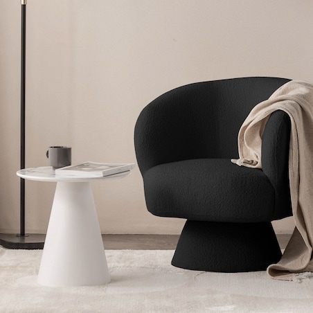 Fotel obrotowy czarny bouclé Nalf