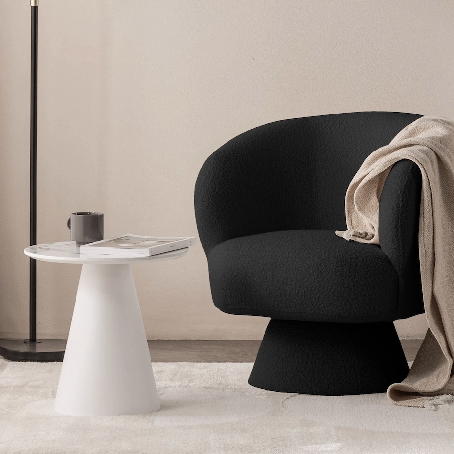Fotel obrotowy czarny bouclé Nalf