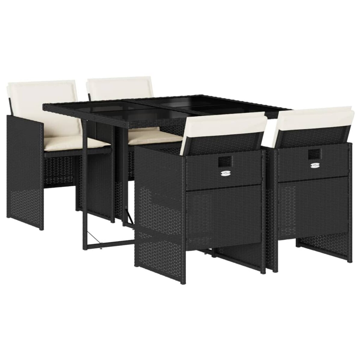 vidaXL 5-cz. zestaw mebli ogrodowych z poduszkami, czarny, polirattan