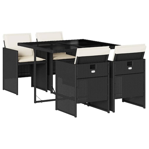 vidaXL 5-cz. zestaw mebli ogrodowych z poduszkami, czarny, polirattan