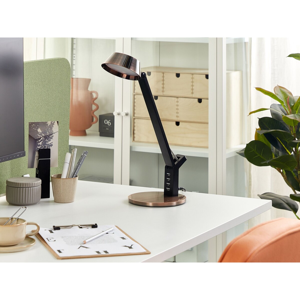 Lampa biurkowa LED CHAMAELEON Ze ściemniaczem Metal Miedziany