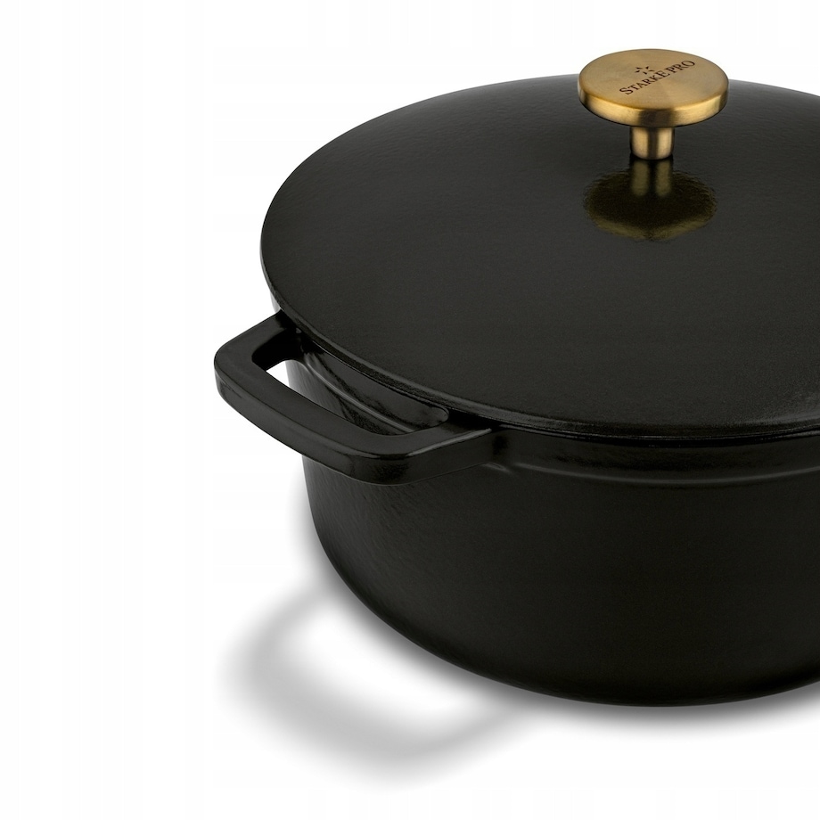 Gęsiarka żeliwna emaliowana brytfanna garnek 5 L okrągła czarna na święta