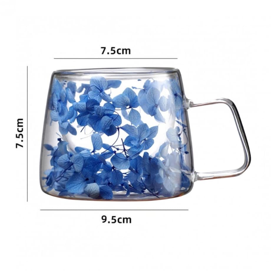 Szklanka termiczna z kwiatami w środku, hortensje 180 ml 1szt SZK154