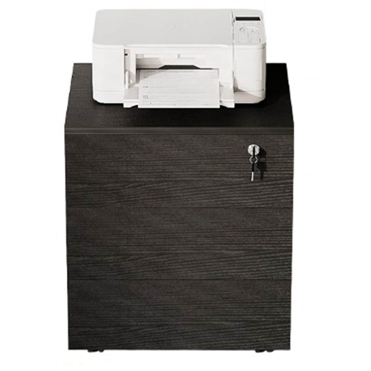 Kontenerek czarny biurowy na kółkach z szufladami