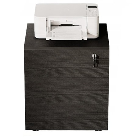 Kontenerek czarny biurowy na kółkach z szufladami