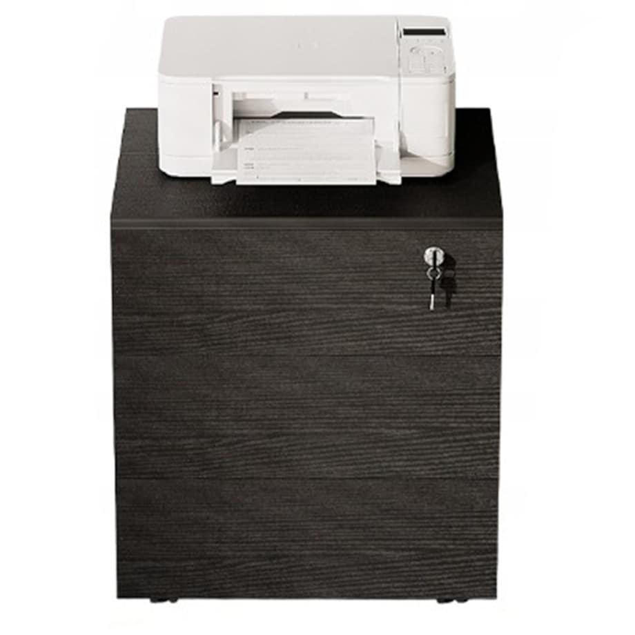 Kontenerek czarny biurowy na kółkach z szufladami