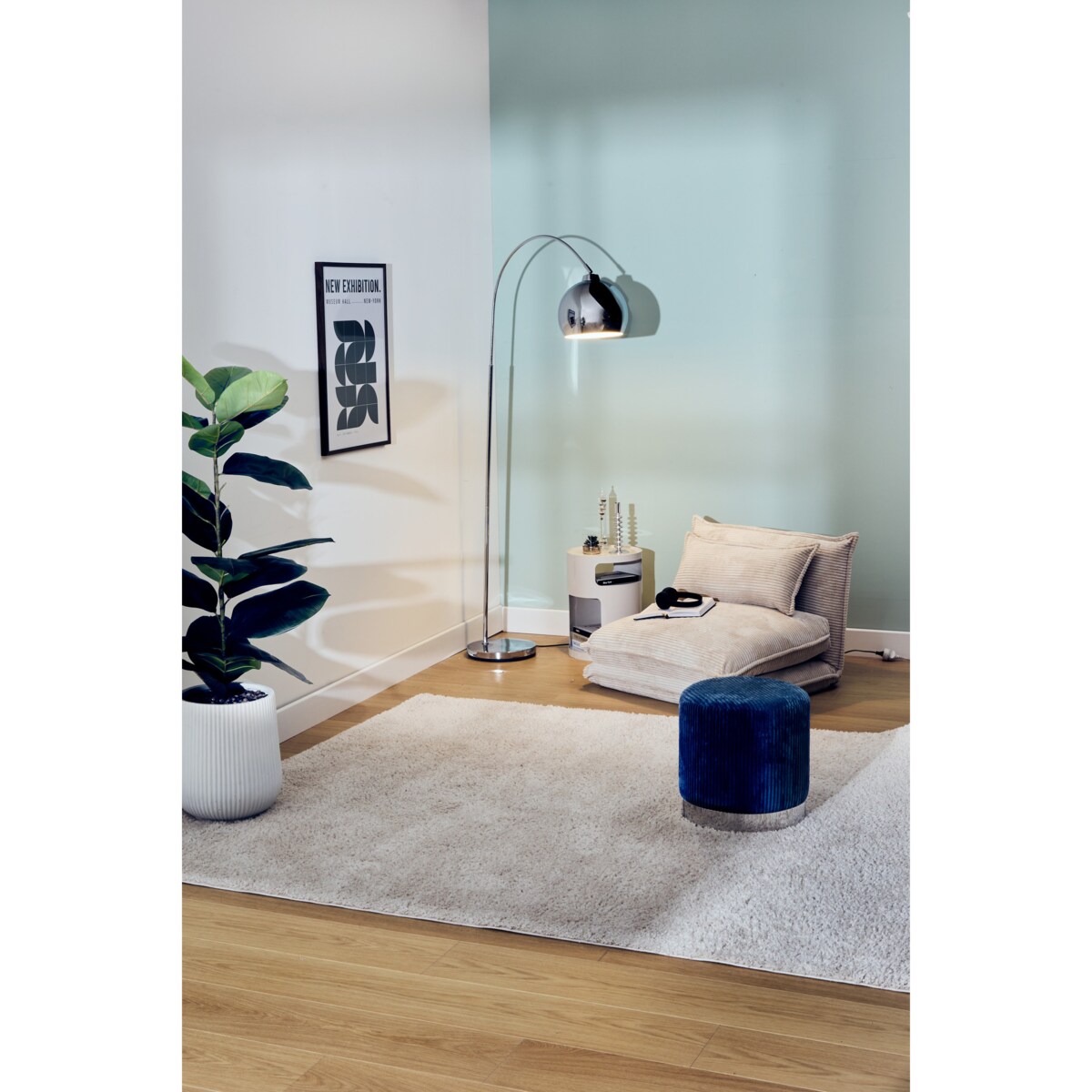 Lampa podłogowa łukowa FLORIS, metalowa, srebrna, 177 cm