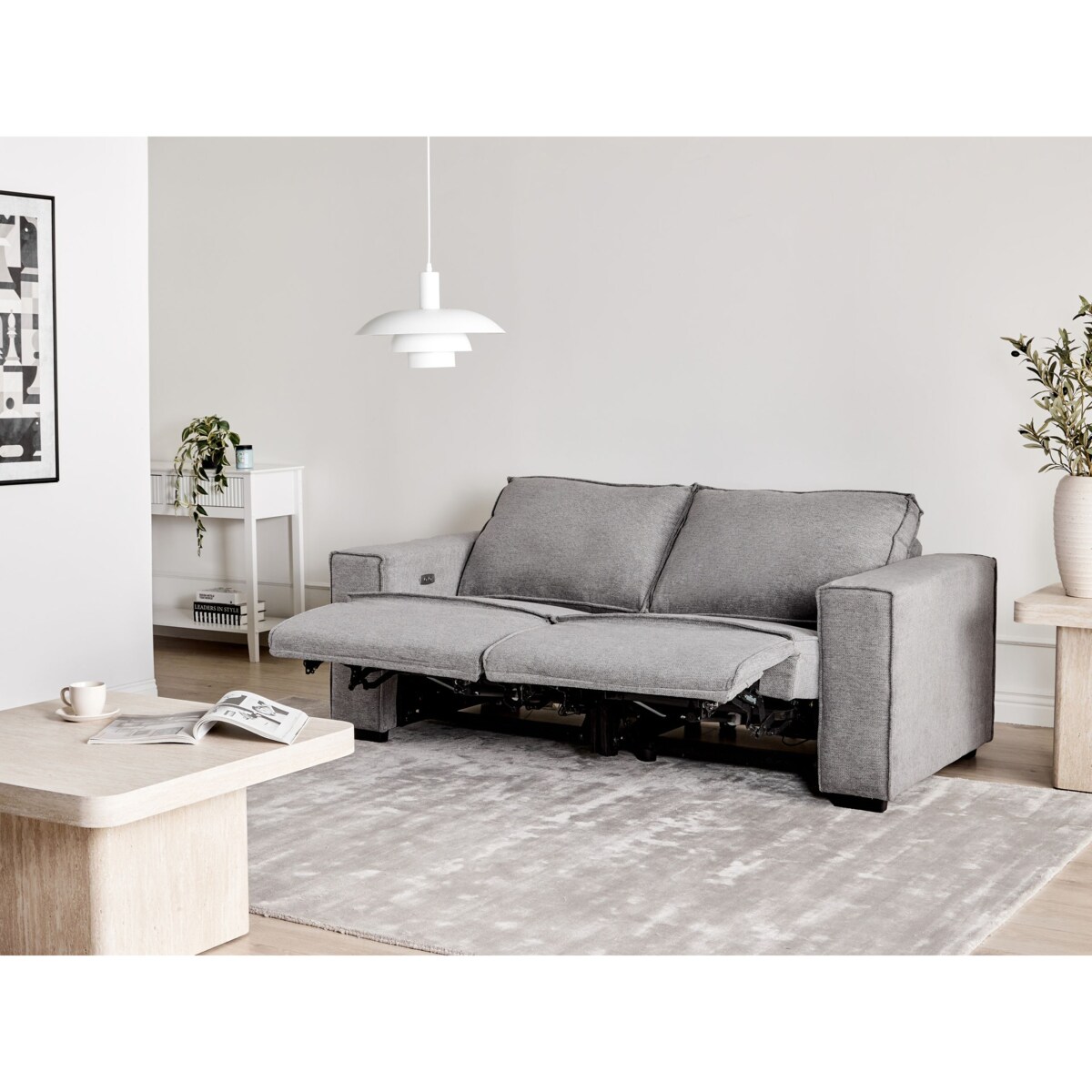 Sofa z elektryczną funkcją relaksu NUKARI Szary dla 3 osób