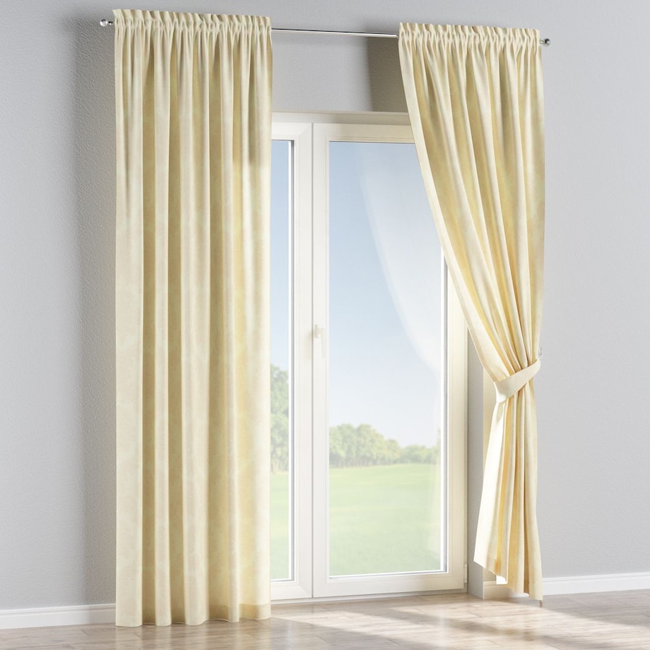 Zasłona na kanale z grzywką 1 szt. 130x260 liście akantu na tle ecru