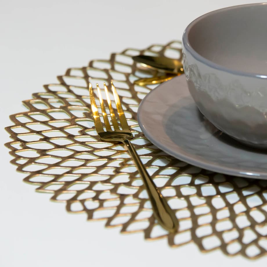Podkładka Na Stół Mata Stołowa Pod Talerz Ozdoba Ażurowa Złota