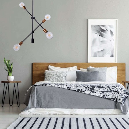 LAMPA wisząca EDMOND MD-BR-262002-D4-G/B Italux metalowa OPRAWA industrialna ZWIS sticks molekuły loft czarne