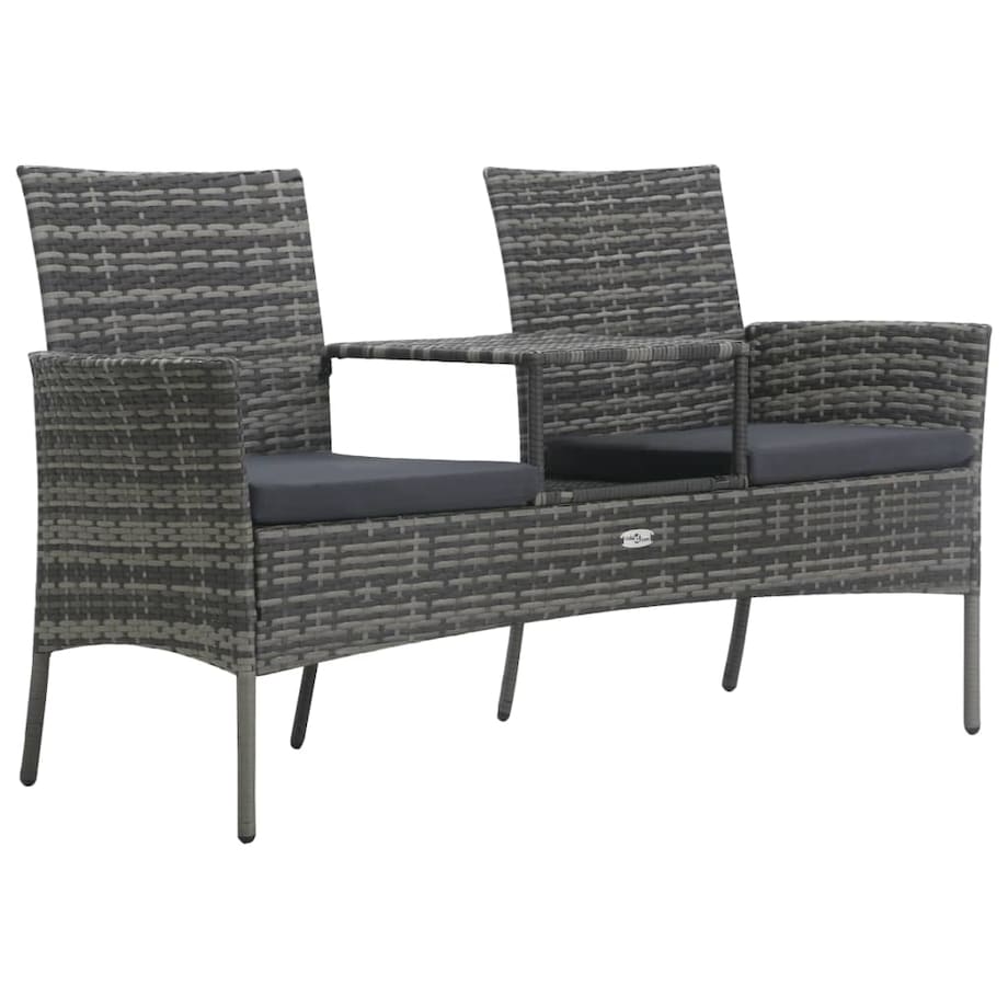 vidaXL Dwuosobowa sofa ogrodowa ze stolikiem, polirattan, antracyt
