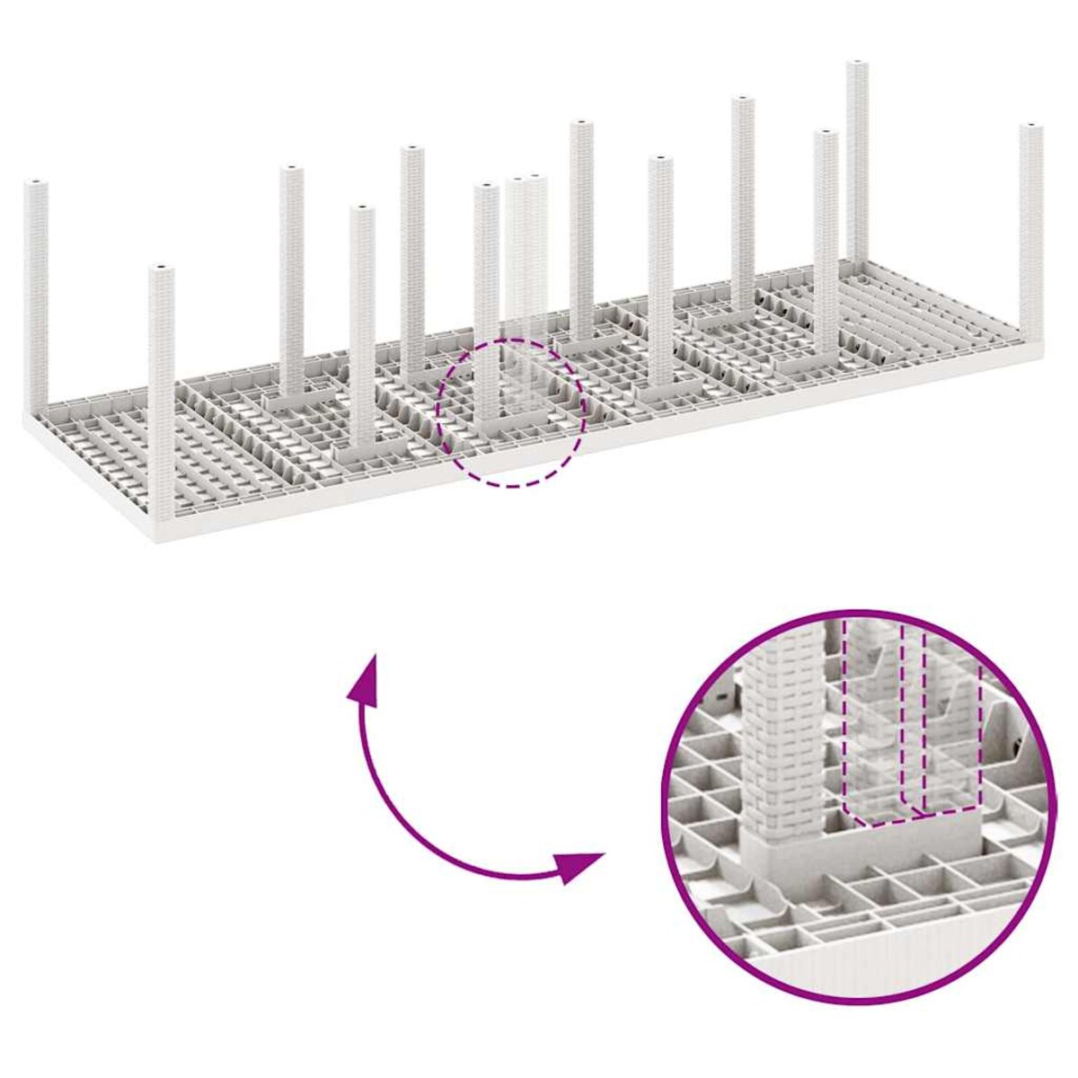 vidaXL Zestaw do jadalni w ogrodzie 11 pcs Biały Rattan i Stal