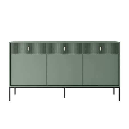 Komoda MIDNIGHT 3D3S z trzema szufladami na stelażu, zielona