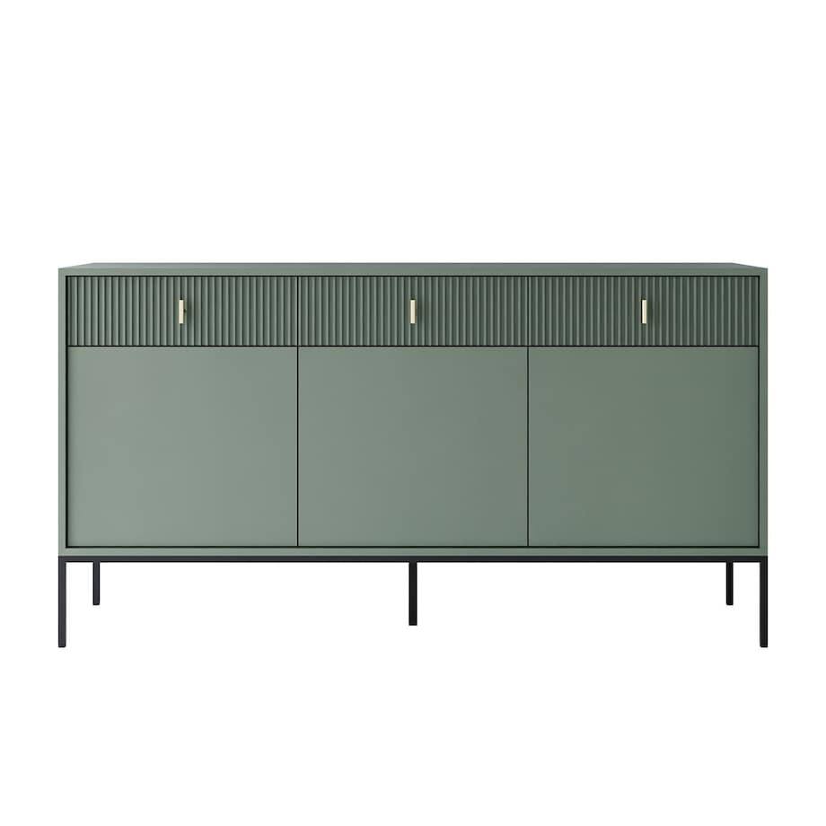 Komoda MIDNIGHT 3D3S z trzema szufladami na stelażu, zielona