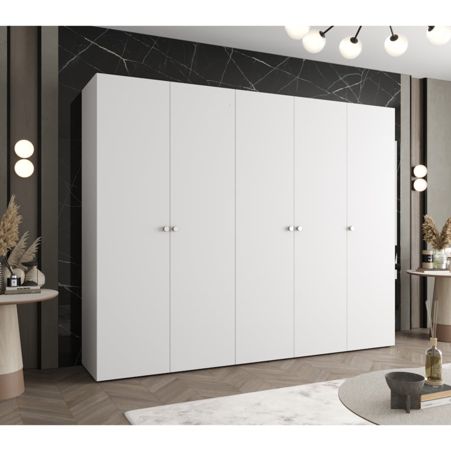 Szafa uchylna otwierana PARMA 1 250 wys. 202 cm Biały + u. Srebrny