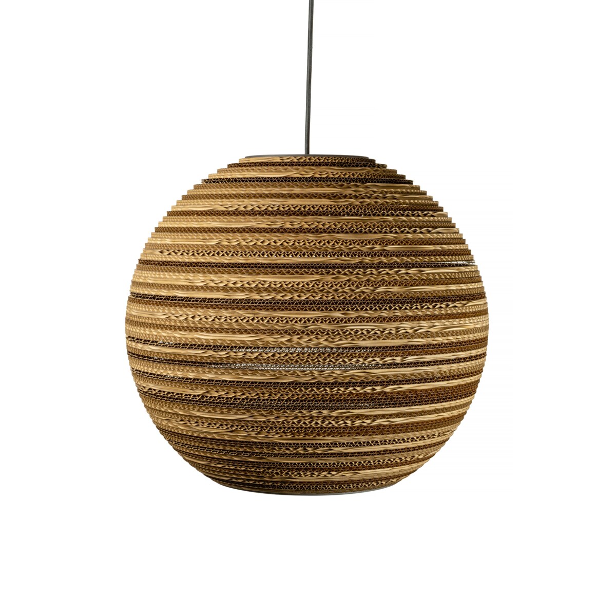 Okrągła ekologiczna lampa wisząca z tektury - SFERA 45