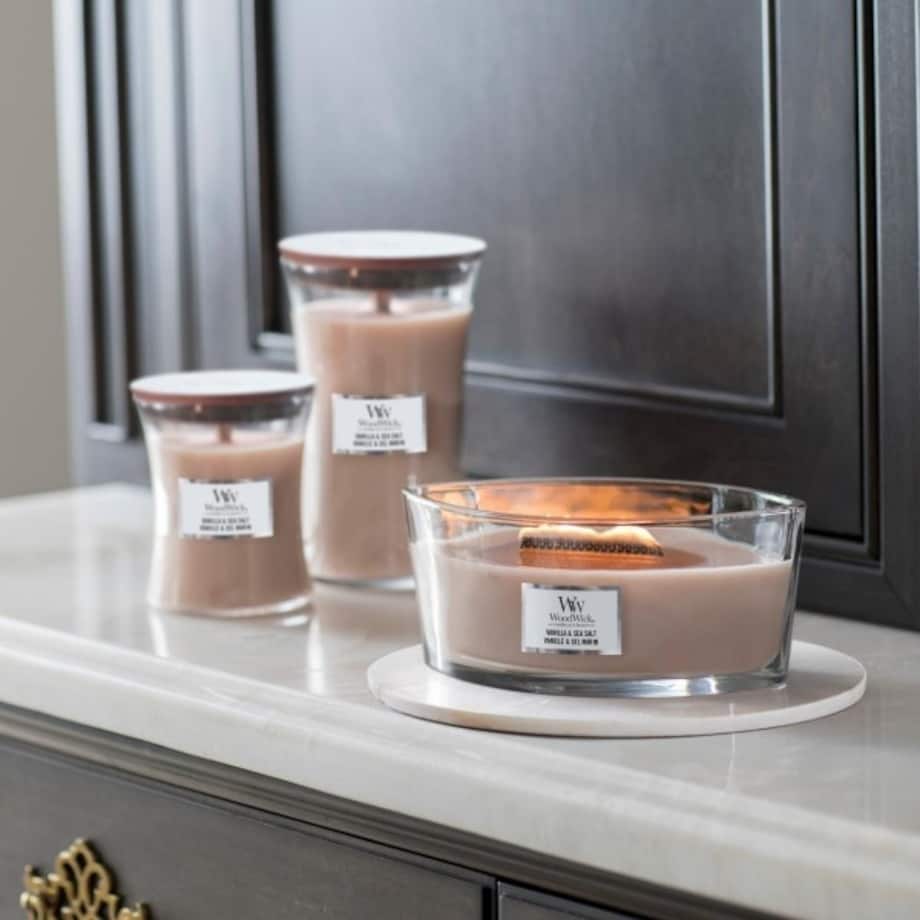 WoodWick świeca duża VANILLA & SEA SALT