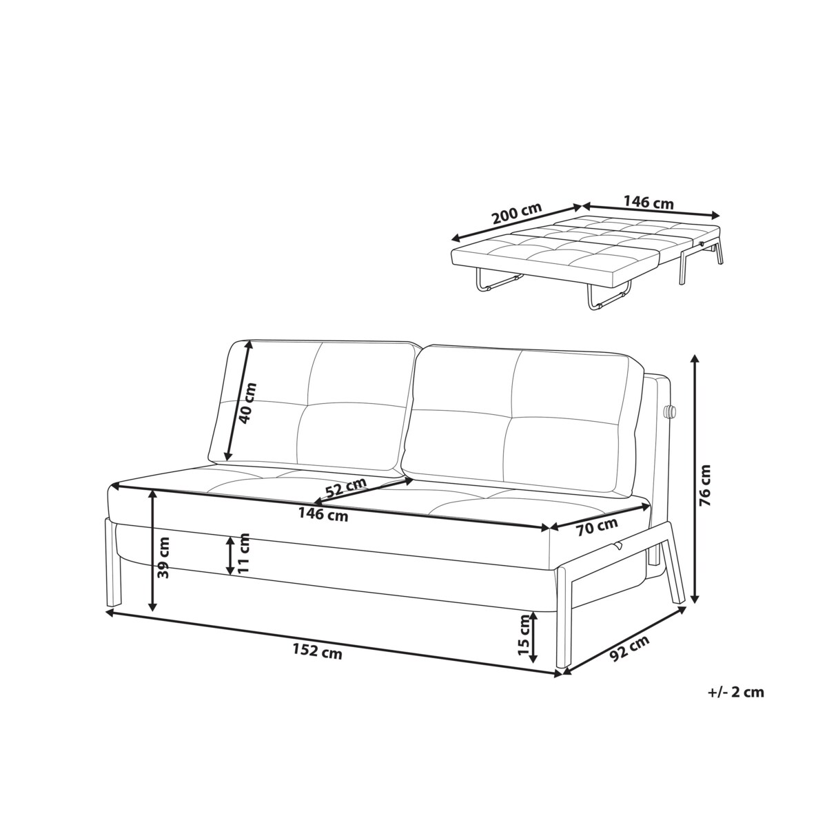 Sofa rozkładana jasnoszara EDLAND