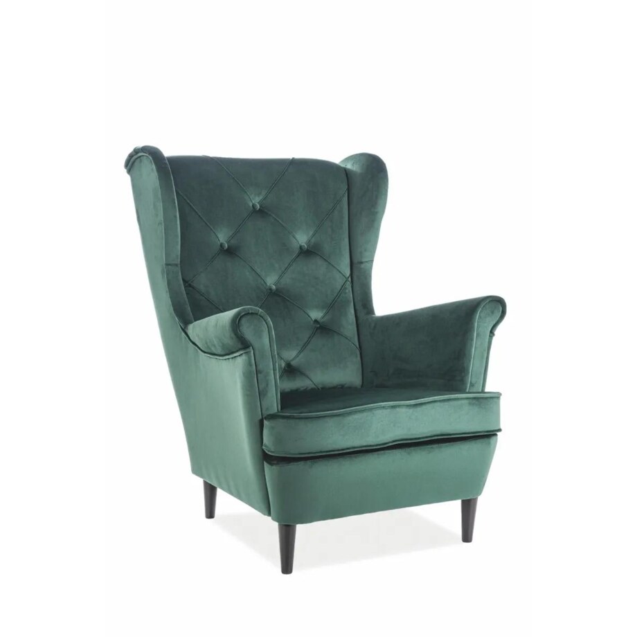Fotel uszak LADY VELVET zielony