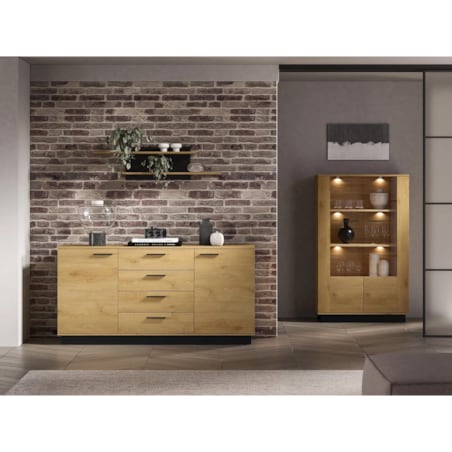 Komoda BRONX 2D4S 170cm dąb/czarna