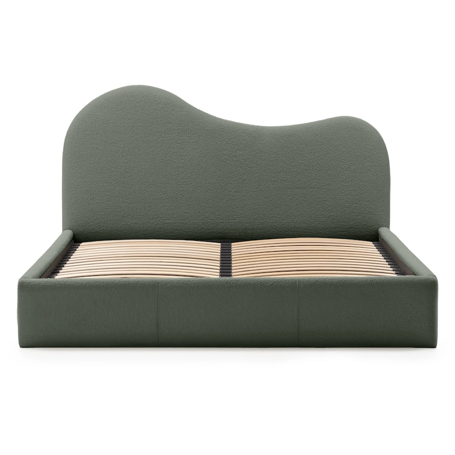 Łóżko tapicerowane 160x200 cm ciemnozielone bouclé Vibo