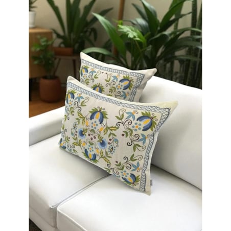 Dwustronna folkowa podłużna poduszka gobelinowa 46x36 Legenda