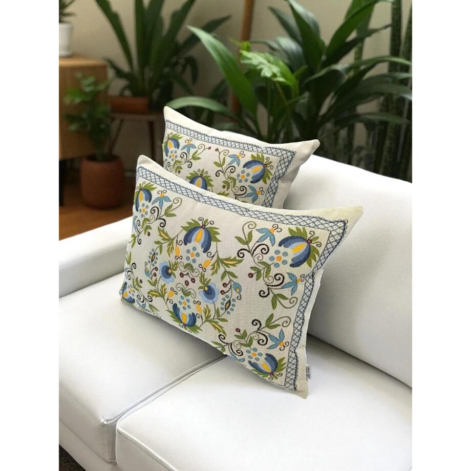 Dwustronna folkowa podłużna poduszka gobelinowa 46x36 Legenda