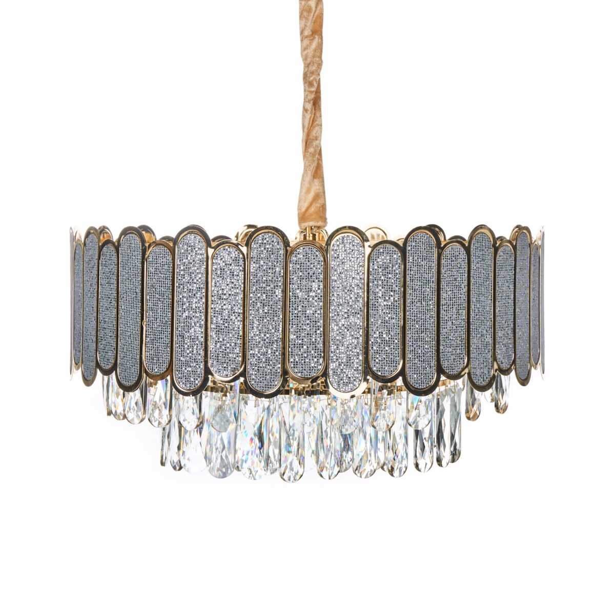 Żyrandol AGUARICO Szkło Mosiężny