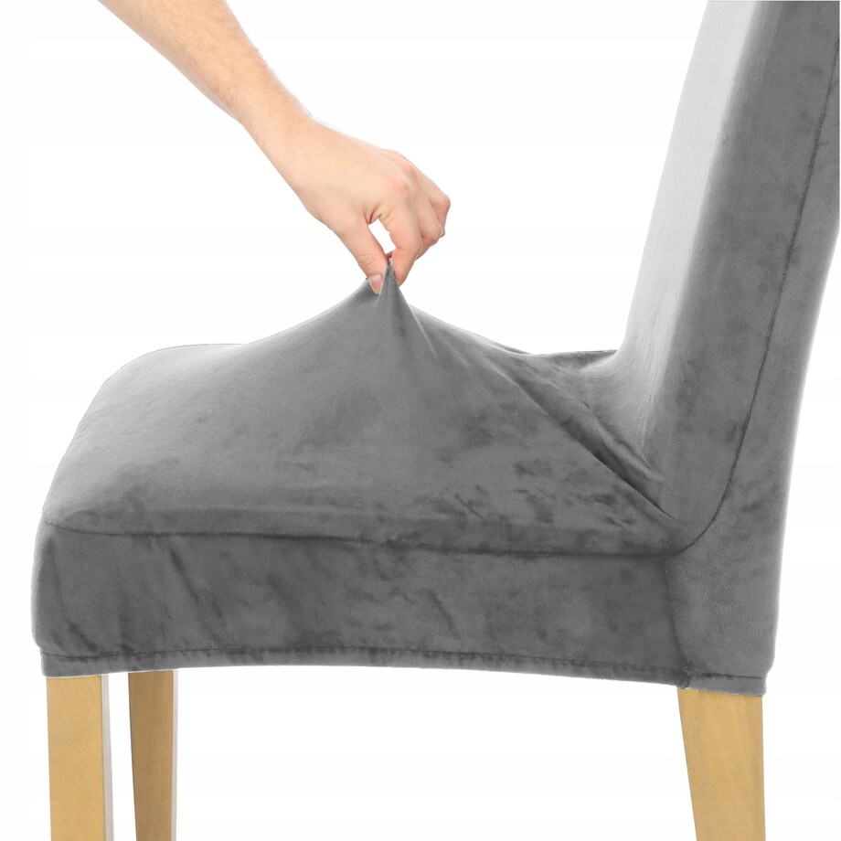 Pokrowiec na krzesło szary welur uniwersalny elastyczny