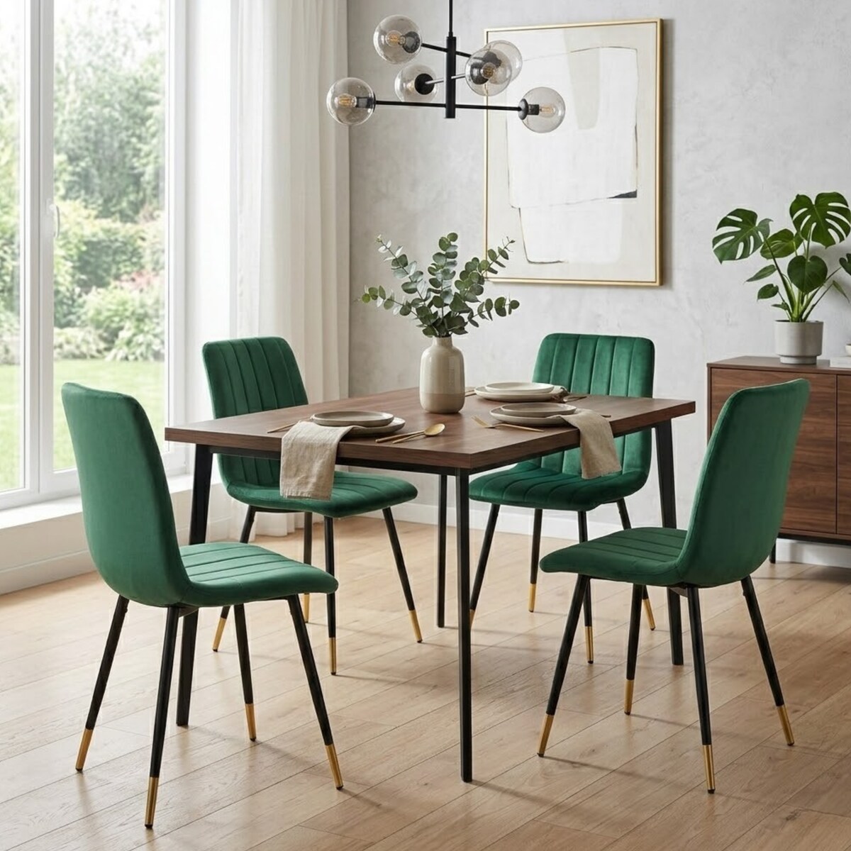 Krzesło welurowe pikowane tapicerowane metalowe nogi do jadalni salonu loft