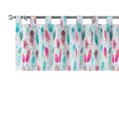 Lambrekin na szelkach 130x40 różowe i turkusowe piórka