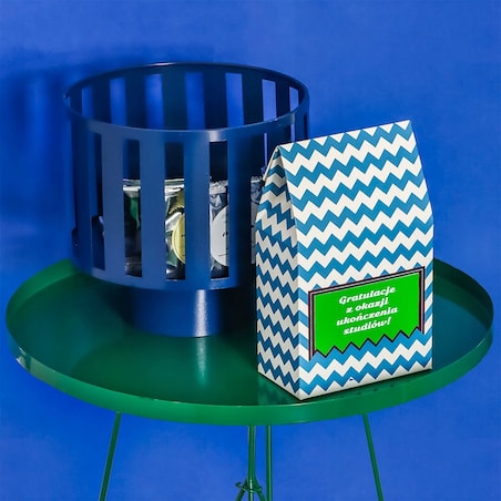 Gotowy zestaw prezentowy personalizowany NIEBIESKI herbata sypana PREMIUM różne smaki mix 10szt. prezent upominek podziękowanie dla kobiety faceta mamy