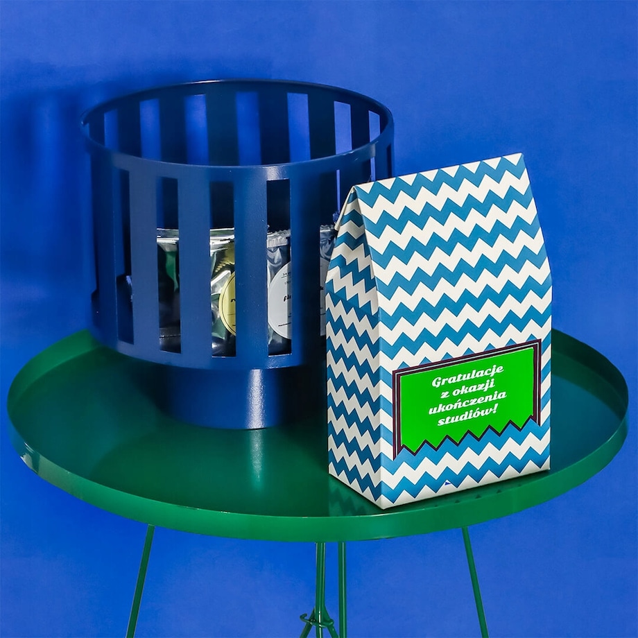 Gotowy zestaw prezentowy personalizowany NIEBIESKI herbata sypana PREMIUM różne smaki mix 10szt. prezent upominek podziękowanie dla kobiety faceta mamy