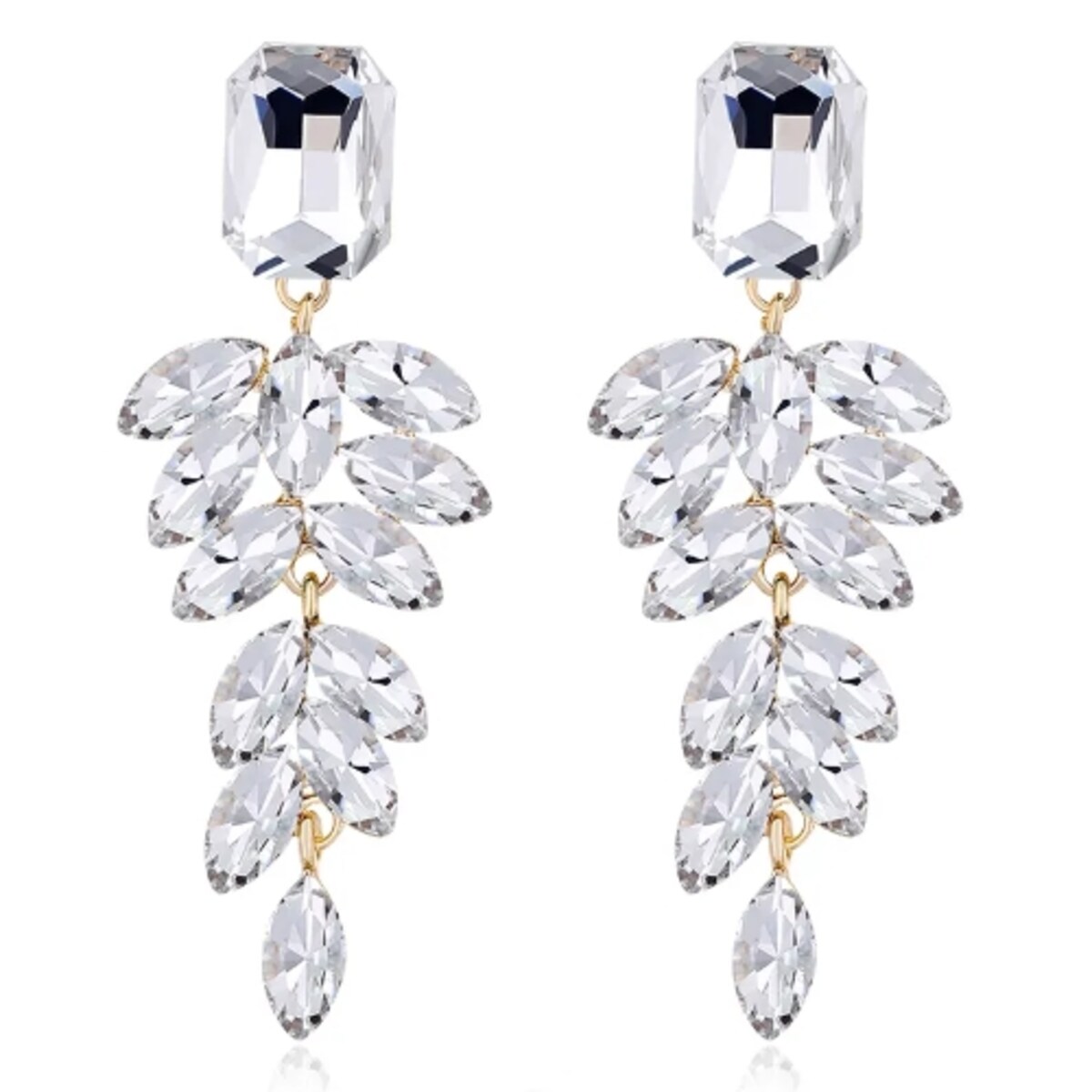 Kolczyki srebrne złote kryształowe na wesele