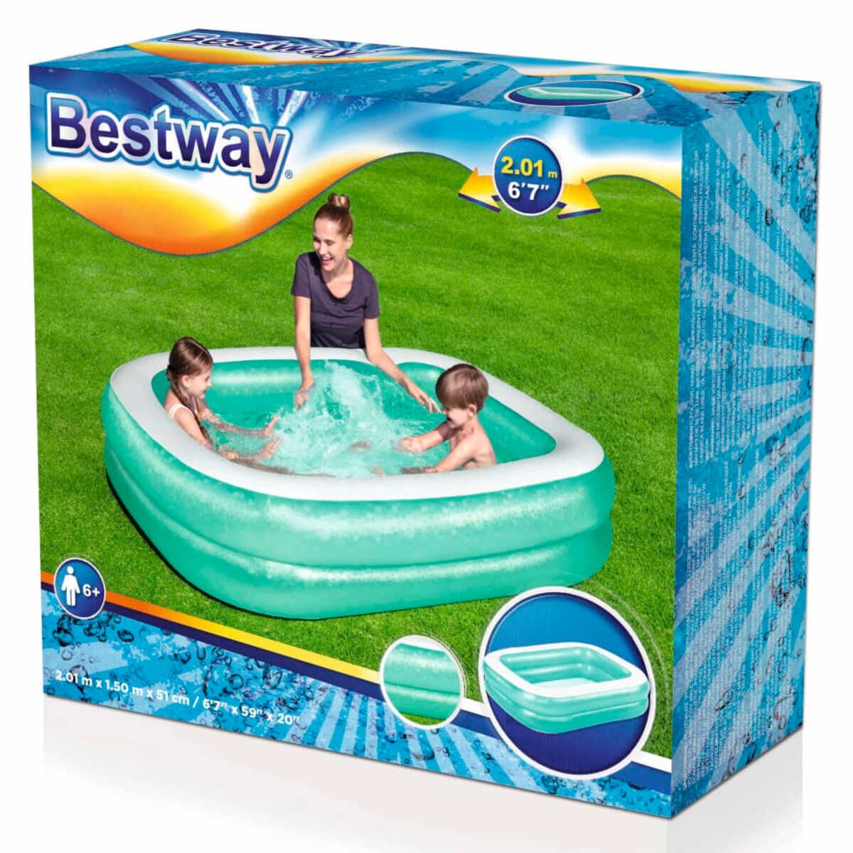 Bestway Basen prostokątny, 201x150x51 cm, niebieski