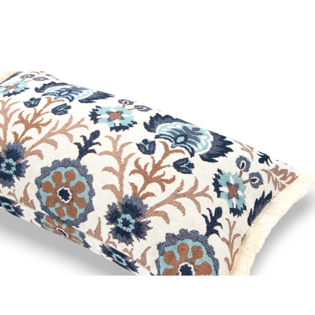 Kremowa poduszka dekoracyjna folk z frędzlami Aria 50x30