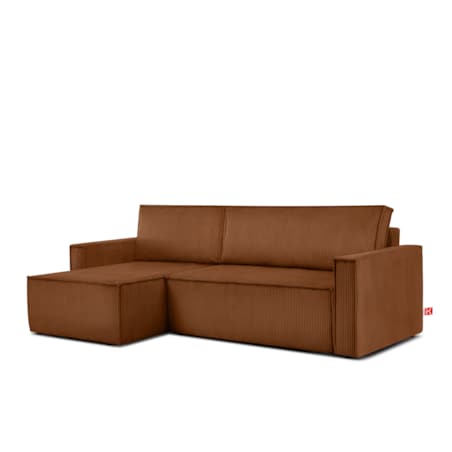 KONSIMO NAPI Duży rozkładany narożnik, czerwony sztruks, prawy/lewy