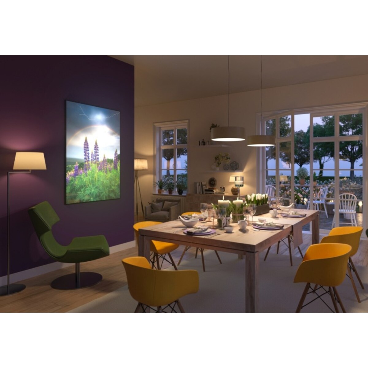 OBRAZ PODŚWIETLANY LED ŁUBIN ramka czarna CANVAS SLIM 40x50 cm + zasilacz