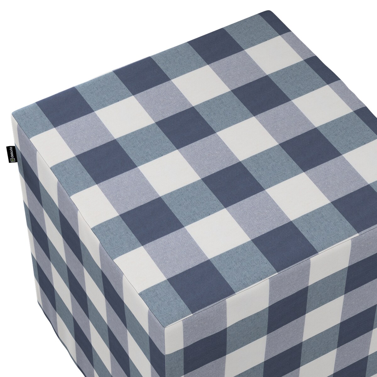 Pufa kostka, granatowo-biała krata (5,5x5,5cm), 40 x 40 x 40 cm, Quadro