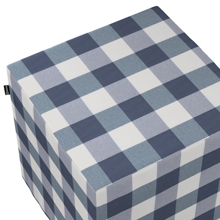 Pufa kostka, granatowo-biała krata (5,5x5,5cm), 40 x 40 x 40 cm, Quadro