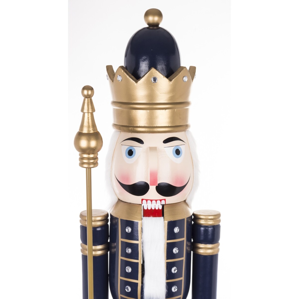 Dziadek do Orzechów drewno 181x35x38 cm granatowy