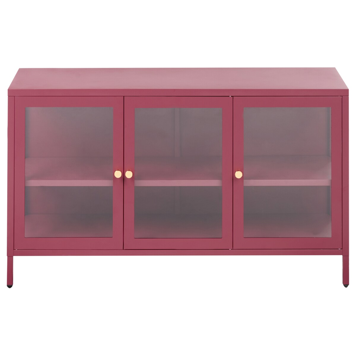 Szafka ze szklanymi drzwiami NEWPORT Metal 115 cm Bordowy
