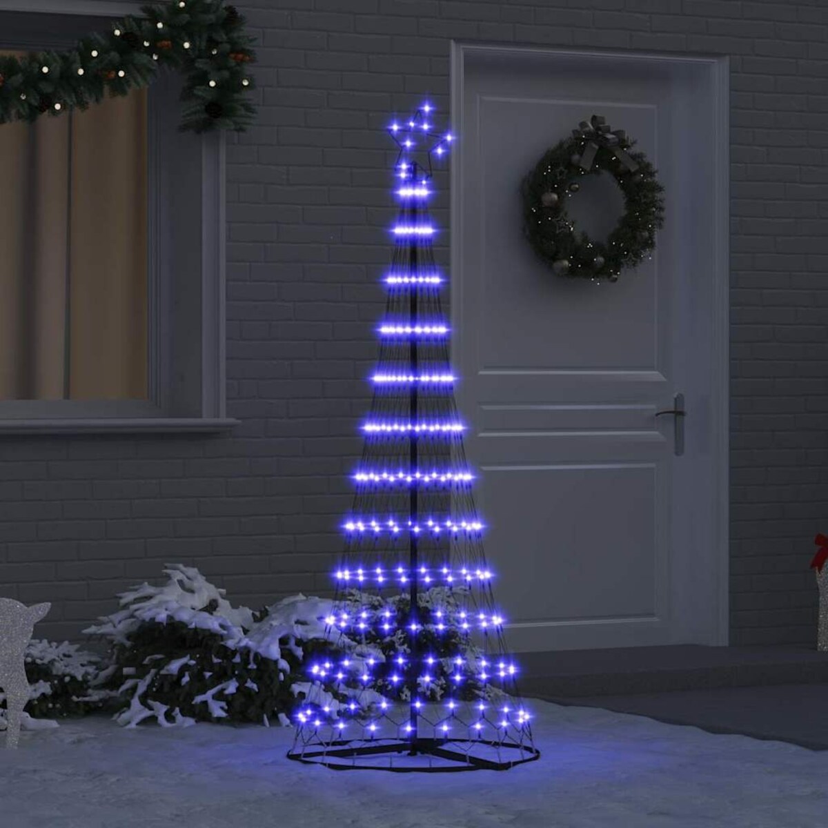 vidaXL Choinka świąteczna LED Niebieski 71 x 71 x 184.5 cm Metal
