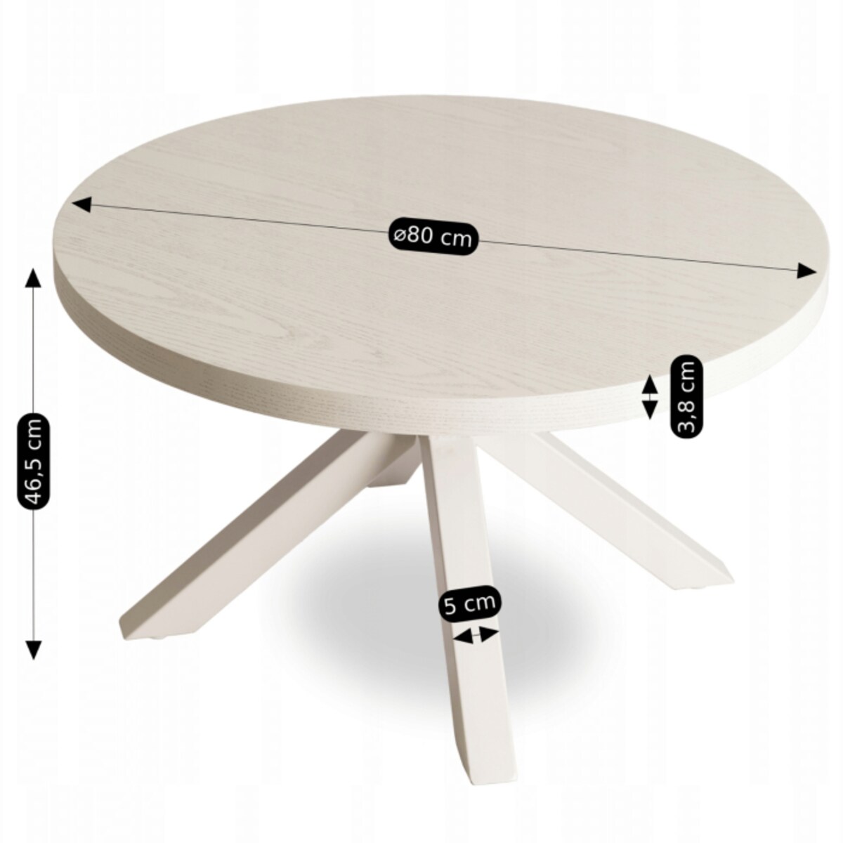 Stolik Kawowy Okrągły Mały Kaszmir Beż Skandynawski Nowoczesny Ława LINCOLN